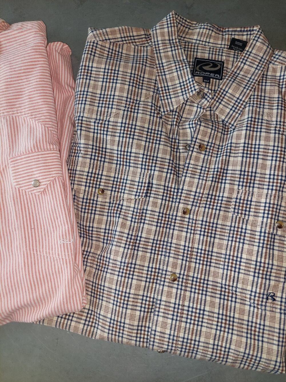 Lot Of 2 Roper Western Pearl Snap Short Sleeve Dress Shirts Western 3XLT
